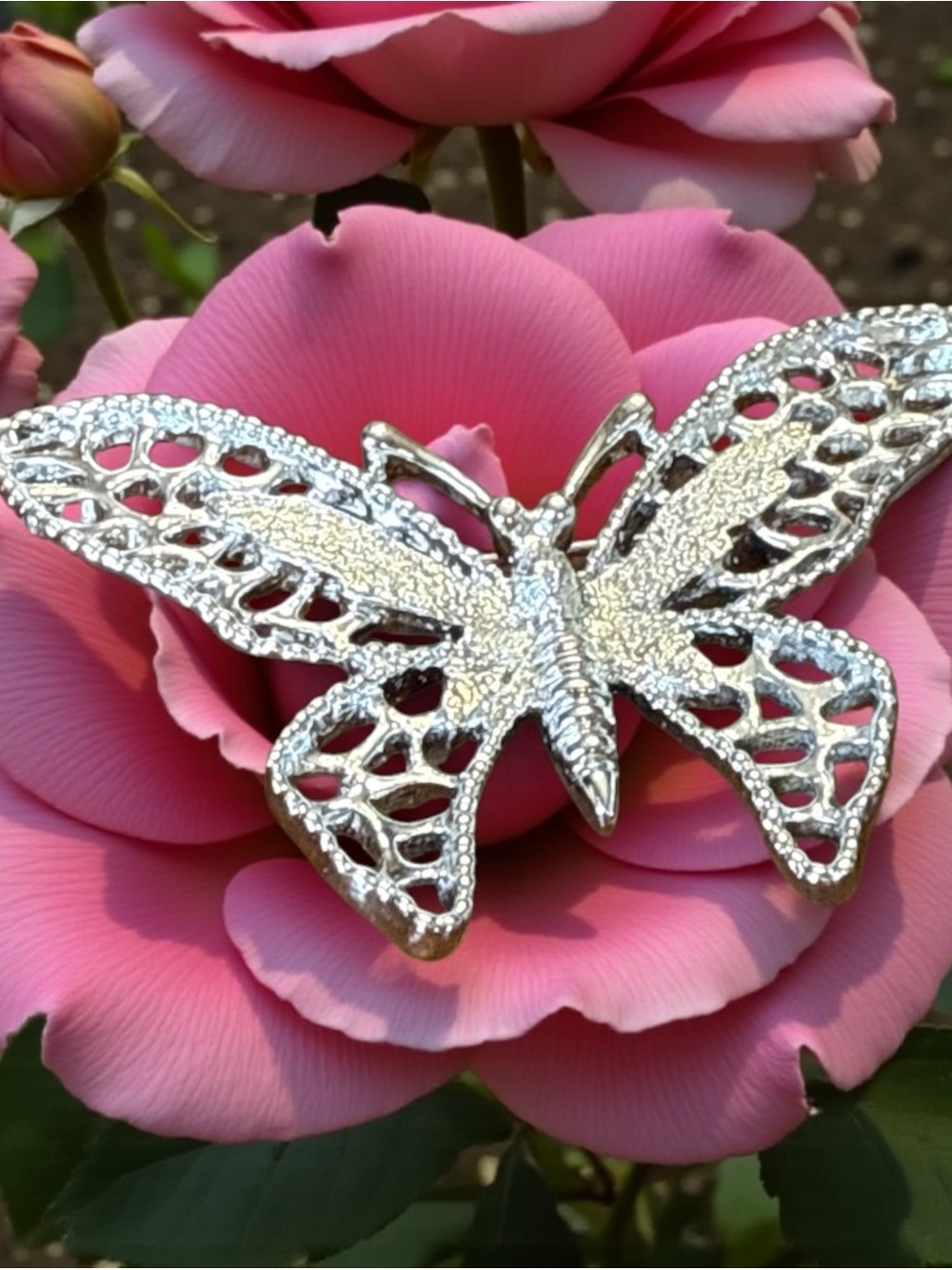 Vintage 1971 Sarah Coventry Madame Butterfly Brooch Pin Silver Filigree